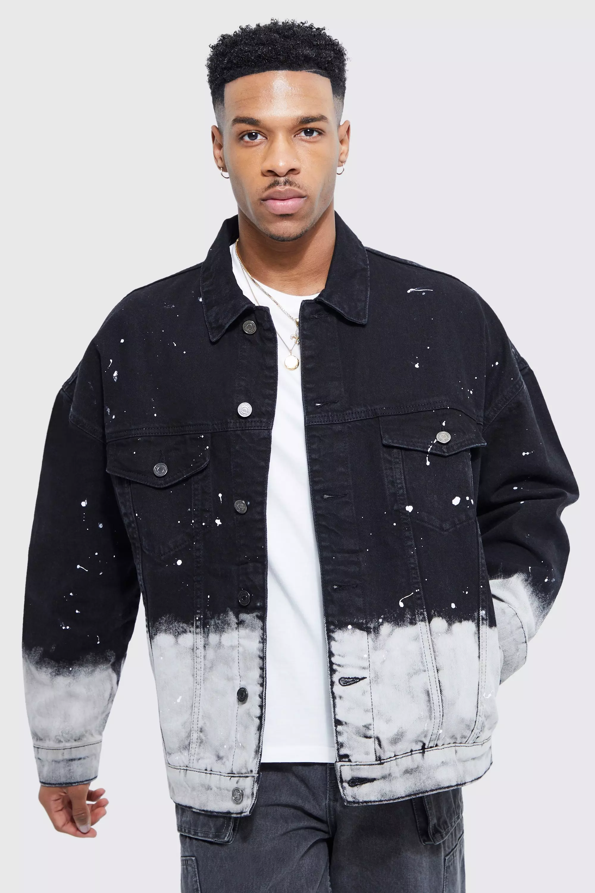 Mens bleached hot sale denim jacket